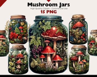 Fantasy Mushroom Clipart Bundle Fantasy Fly Agaric Watercolor Fairy Tale Mushroom PNG Digital Download Fungi Png Paper Crafts Scrapbooking