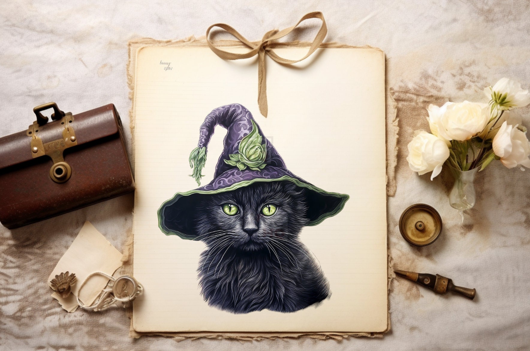 Witchy Cat Clipart Bundle Black Cat PNG Digital Cat With - Etsy