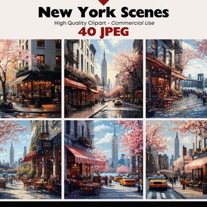 40 New York Clipart Scenery JPEG Graphics Commercial Use Urban Cityscape Digital Download Watercolor Paper Crafts Junk Journal Scrapbooking