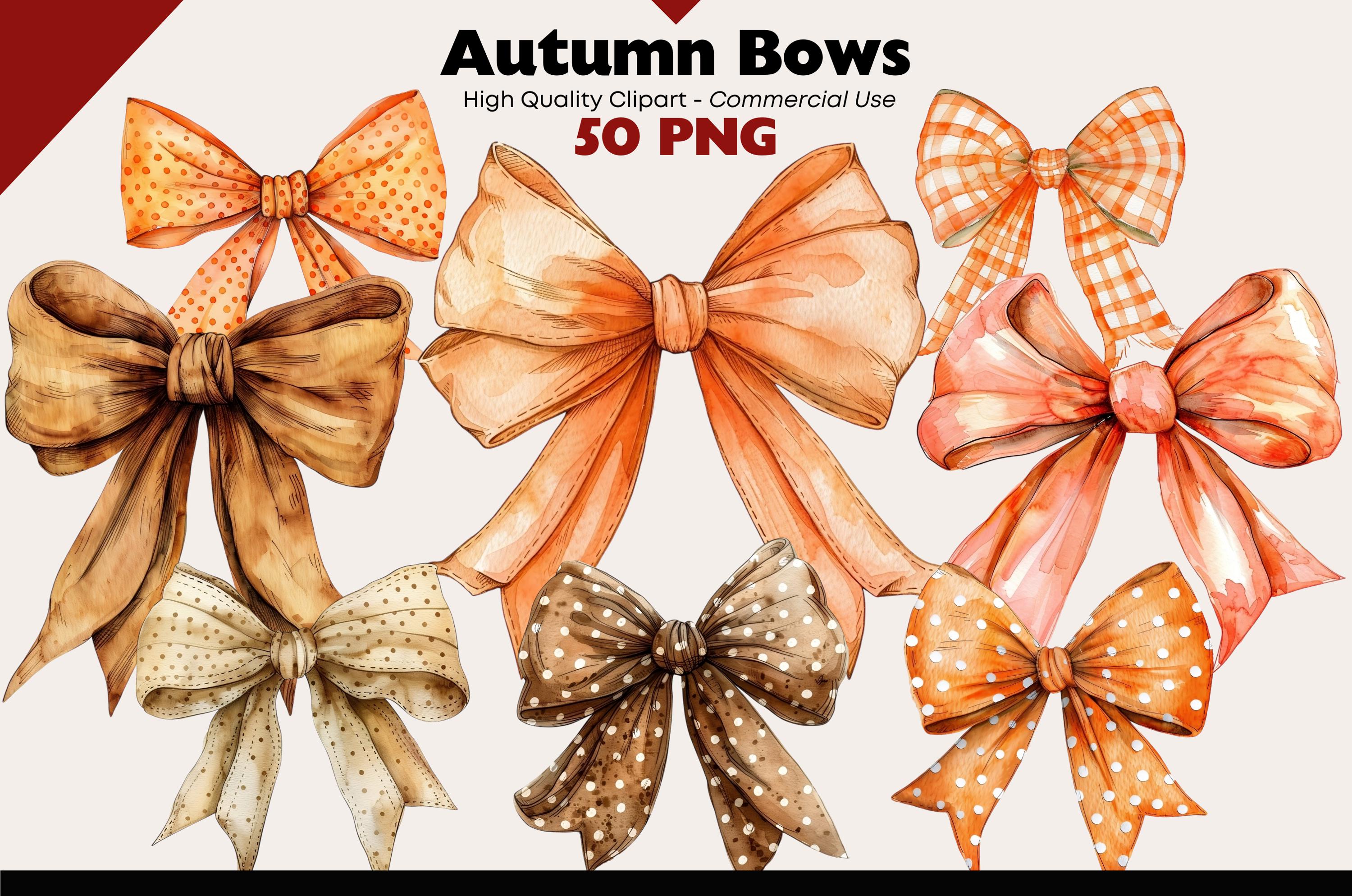 Autumn Bow Clipart Bundle | Fall Themed Bows | Digital Download PNG ...