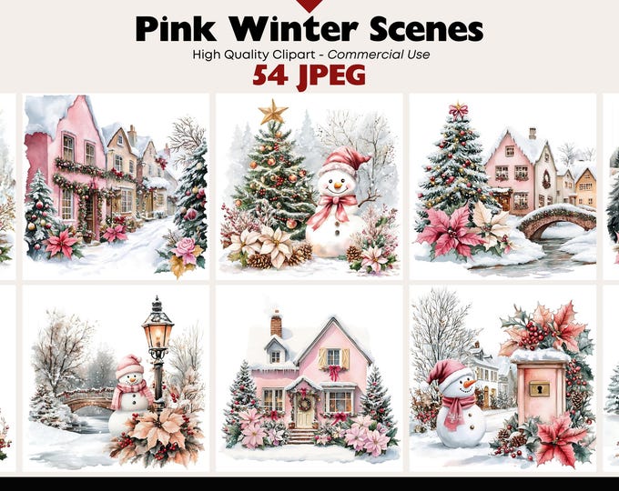 Winter Scenes Clipart Bundle Snowy Landscapes Graphics Digital Download ...