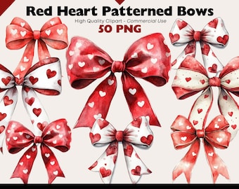 Rot kokett Schleife Clipart Bundle Aquarell Valentine Dekor PNG Ribbon Grafiken Digital Download Festliche Aquarell Elemente Papiermodelle