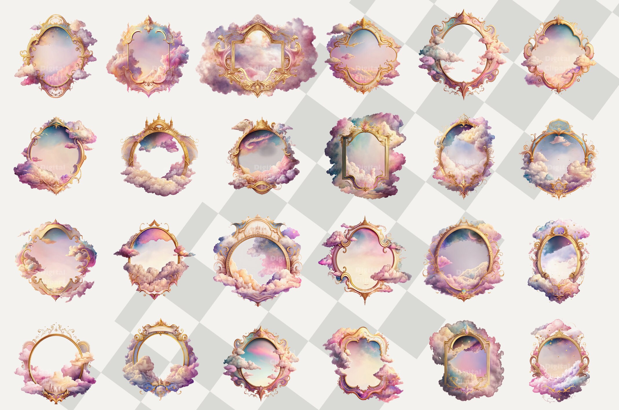 Magical Celestial Frame Clipart Bundle Heavens Gate Etsy