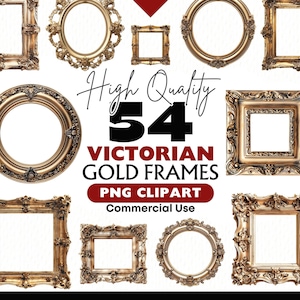 Victoriaanse gouden lijst clipartbundel, vintage bord aquarel, aanpasbaar leeg lijst png, elegante vintage lijst digitals voor papierambachten