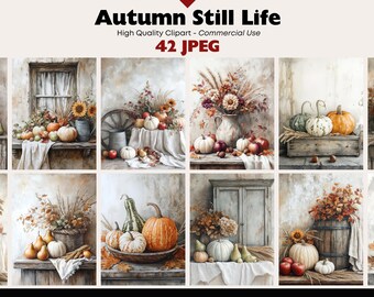Autumn Vegetable Harvest Clipart, Farmhouse Kitchen Still Life Graphics, Printable Fall Farmhouse Decor Junk Journal Digital JPEG Paper