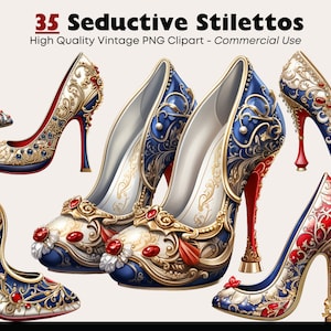 Set di clipart vintage con stiletti, ballo in maschera, scarpe luccicanti PNG, clipart ad acquerello, décolleté eleganti, creazioni con la carta, album