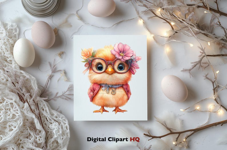 Cute Baby Chick Clipart Bundle Watercolor Printable Farm Animals PNG ...