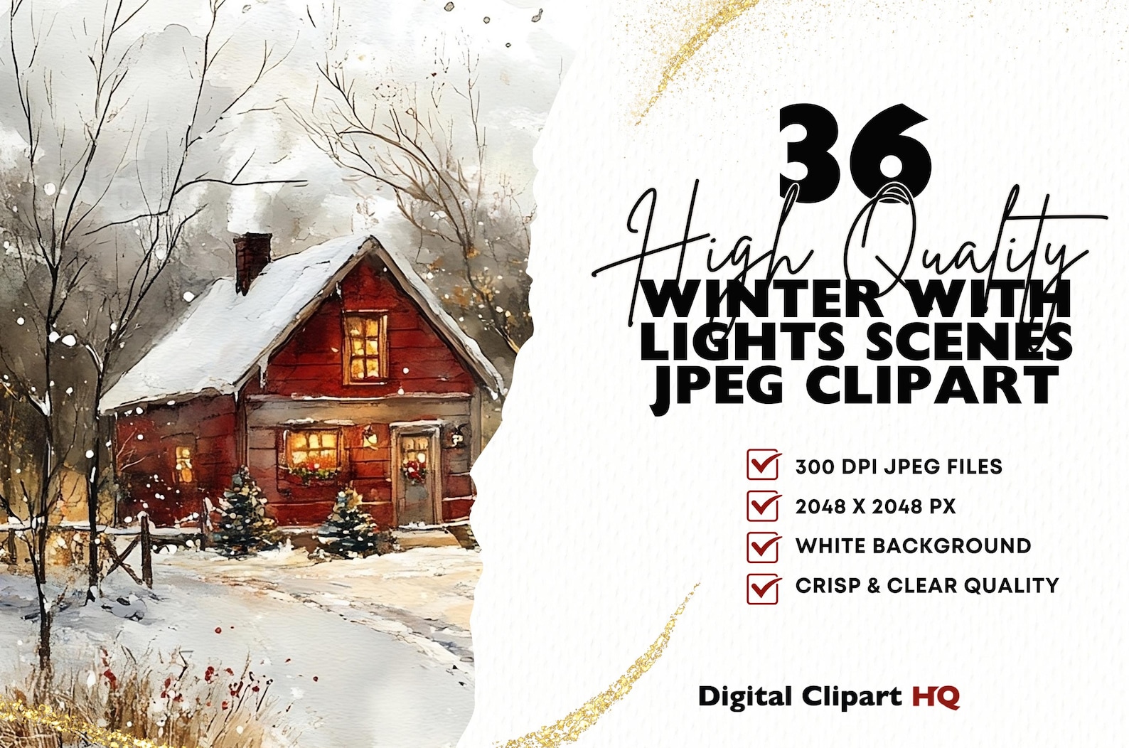 Winter Scenes Clipart Bundle Snowy Landscapes Graphics Digital Download ...