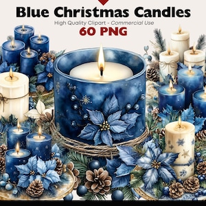Weihnachtskerzen Clipart Bundle Aquarell Kerze PNG Festliche Urlaub Grafiken Digitaler Download Weihnachten Elemente Papier Handwerk Sammelalbum