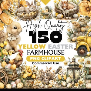 Ostern Bauernhaus Clipart Bundle Frühling Tiere digitaler Download PNG Ostern Grafiken kommerzielle Nutzung Aquarell Papier Handwerk Scrapbooking