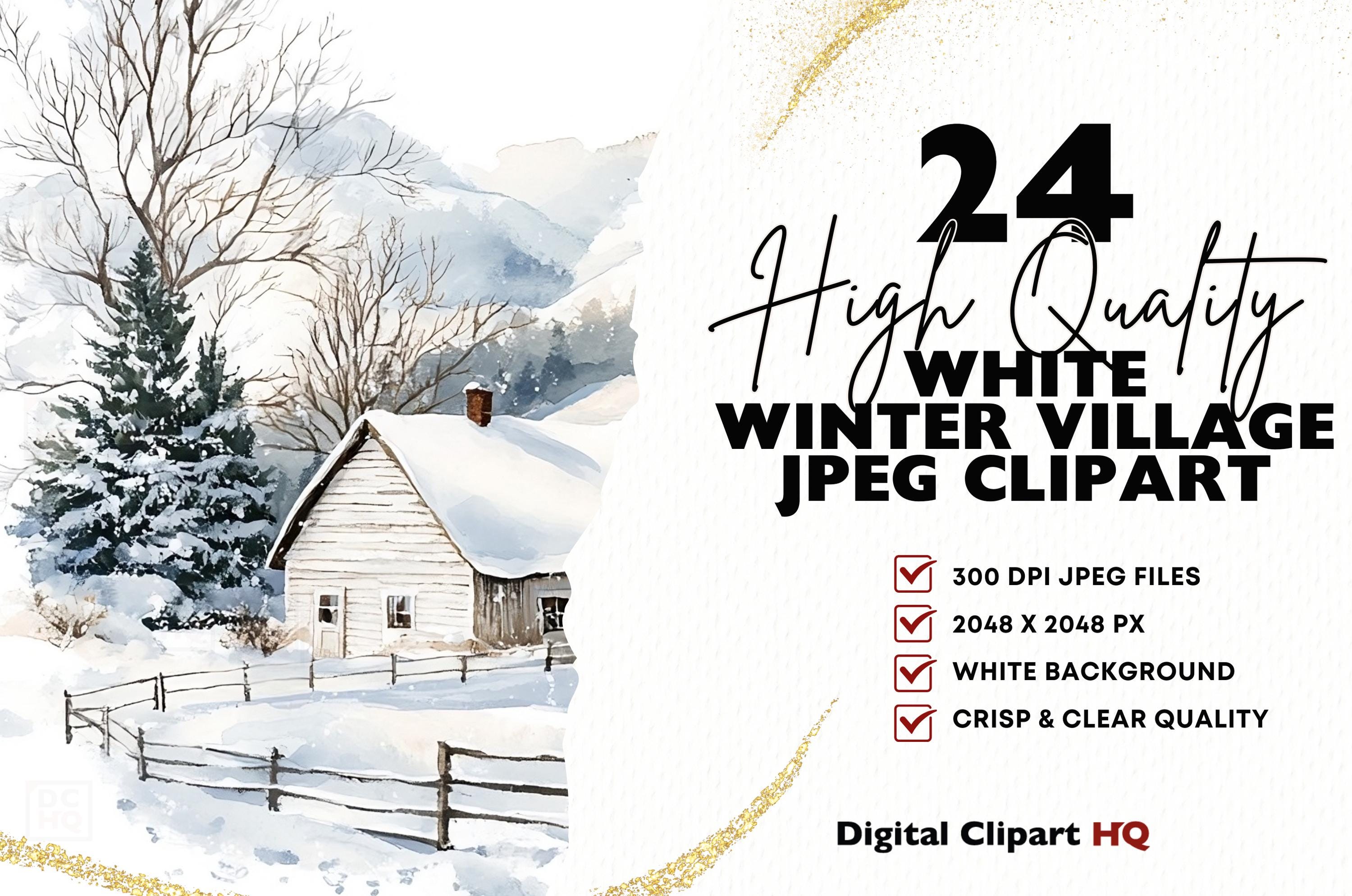 Winter Scenes Clipart Bundle Snowy Landscapes Graphics Digital Download ...