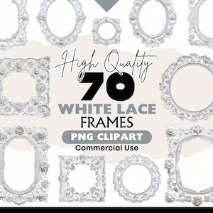 White Lace Frames Clipart Bundle Ornate Vintage Empty Borders Graphics Decorative Doily Digital Download Ephemera Paper Crafts Scrapbooking