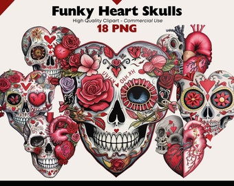 Floral Sugar Skull Clipart Bundle Skull PNG Watercolor Skeleton Digital Download Day of the Dead Commercial Use Paper Crafts Scrapbooking