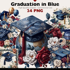 Graduierung Clipart-Bundle, Akademische Diplom Aquarell Grafiken, Abitur PNG, PhD Art, Studentenhut, Papierhandwerk, Scrapbook