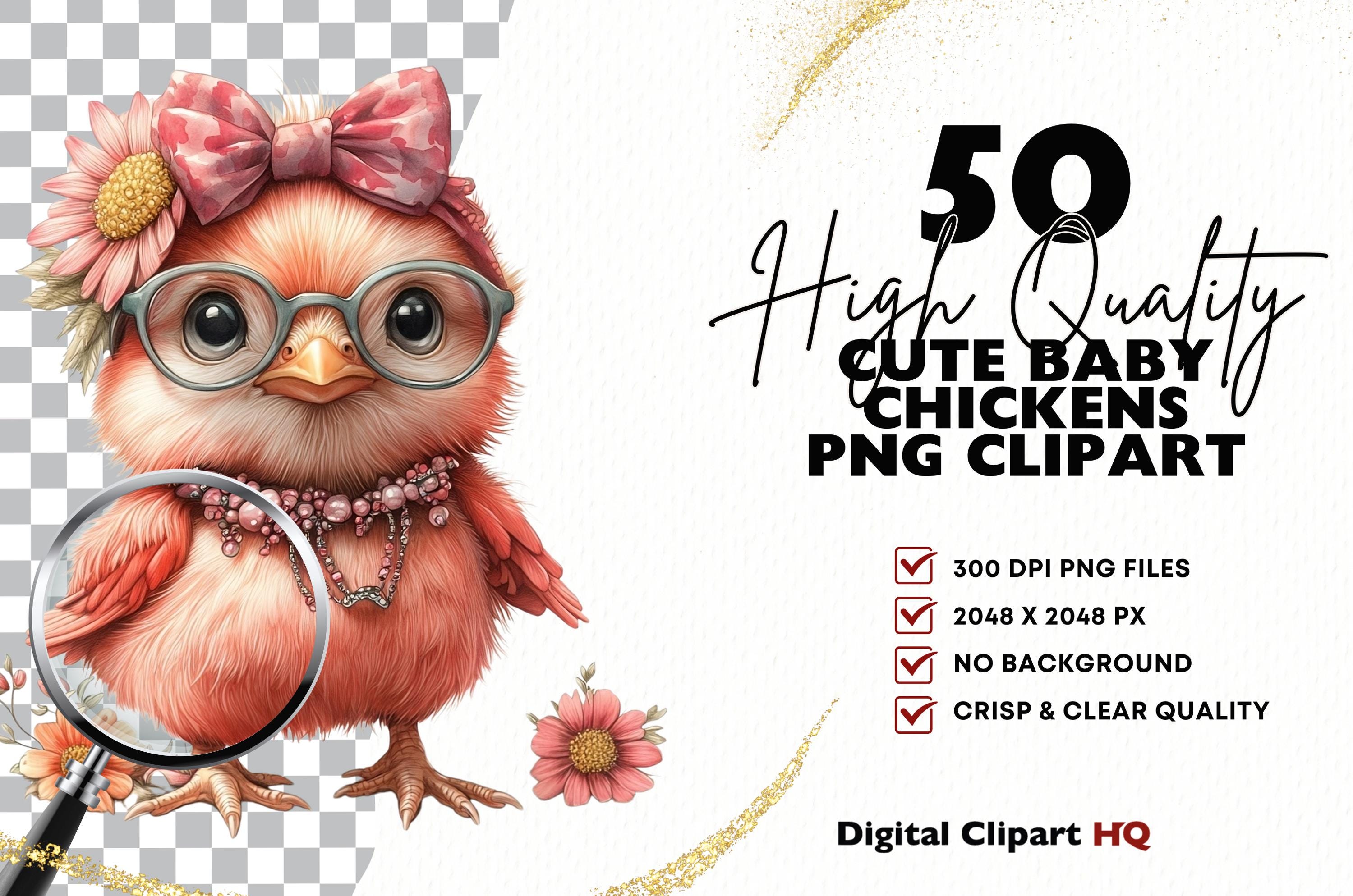 Cute Baby Chick Clipart Bundle Watercolor Printable Farm Animals PNG ...