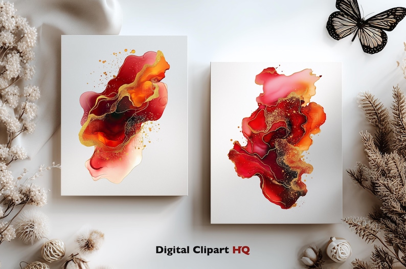 Red Ink Aet Red Gold Alcohol Ink Clipart, Abstract Ink Textures PNG, Luxury Red Ink ...