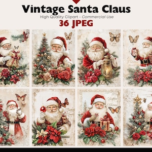 Aquarell Weihnachtsmann Clipart Bundle Weihnachten Digital Urlaub druckbare Kunst Sofortiger Download Papier Handwerk Junk Journal Scrapbooking