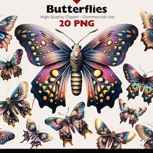 Schmetterling Clipart Bundle, Schmetterling PNG, Aquarell Schmetterlinge Illustrationen, PNG Motte Digital Download, Scrapboook Schmetterling Grafiken