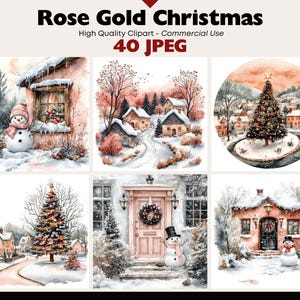 Winter Szenen Clipart Bundle verschneite Landschaften Grafiken digitaler Download JPEG Urlaub Kunst Aquarell Weihnachtsdorf Clipart kommerzielle Nutzung