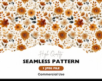 Herbst Floral nahtlose Muster, Herbst Herbst digitales Papier JPG, Stoffdruck Jpg Hintergrund, sofortiger Download, sich wiederholendes Muster PNG JPEG