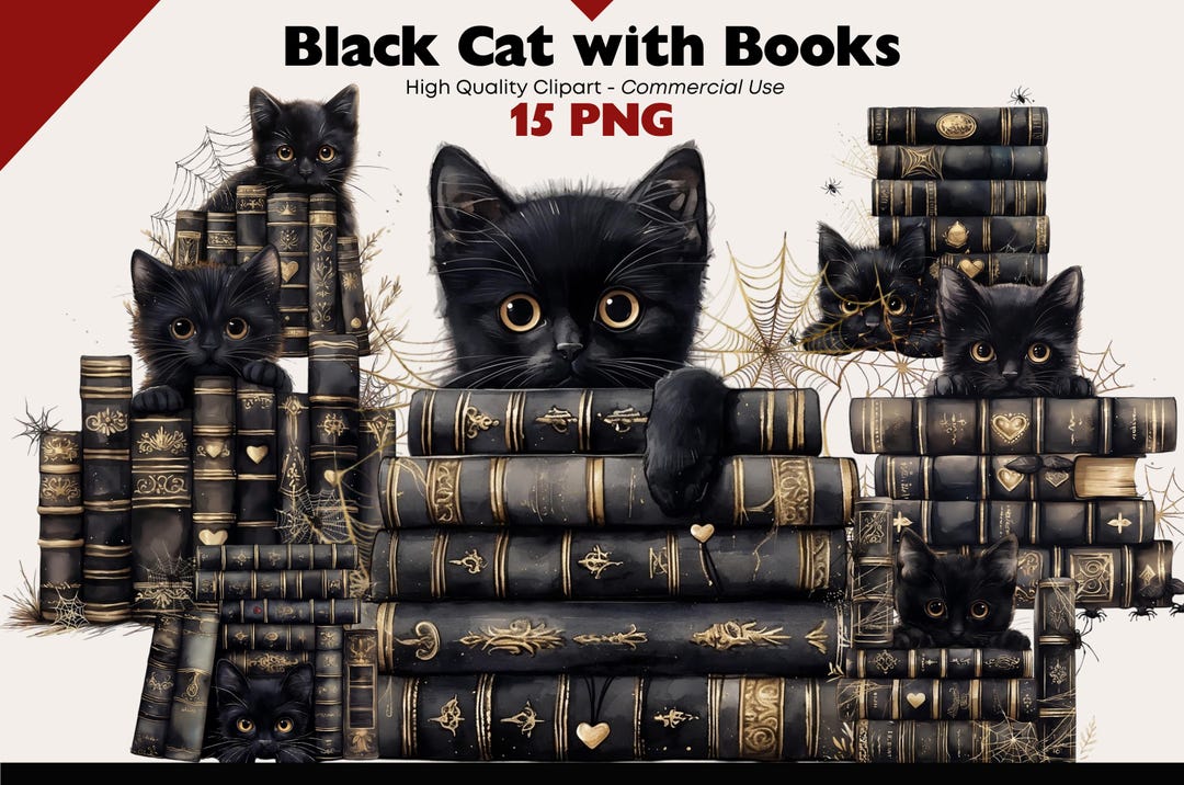 Black Cats Clipart Bundle Playful Cat PNG Transparent Background ...
