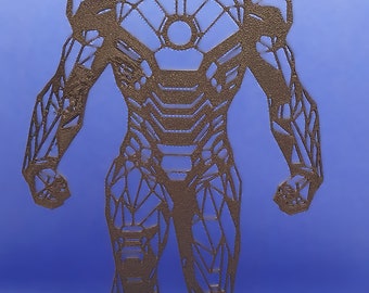 Low Poly-Art Iron Man mit Standfuß 3D gedruckt, Deko, Kunst, Modern