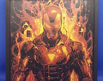 3D printed Hueforge picture in Iron Man style, mural, decoration, still image