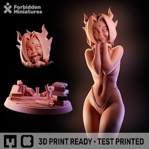 Bookworm Succubus - 3D Figurine STL, Custom Base + Head
