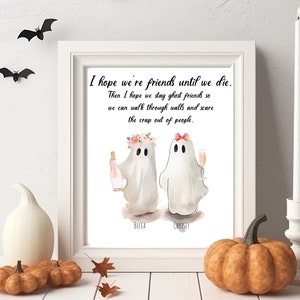 Personalized Best Friend Print, Ghost Friends, Custom Ghost Print, Spooky Decor, Gothic Home Decor, Halloween Ghost Print, Haunting Ghosts