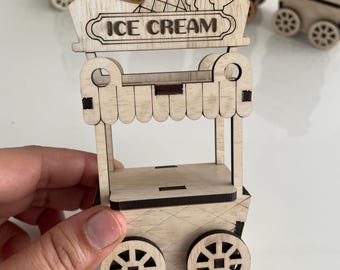 Handmade Laminated Wooden Ice Cream Cart , Mini Ice Cream Cart, Mini Snacks cart, party cart, cardboard, Ice Cream Serving Cart Theme