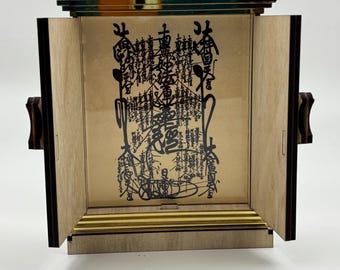 Handcrafted Wooden Gohonzon Shrine with Lotus Design – Laminated Crescent White Buddhist Altar for Home Prayer & Spiritual Practice