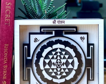 Wooden Sri Yantra Hinduism Buddhism Sacred Geometry Home Decor Multilayered , Sacred Geometry For Home, Religious Shrine, Wooden Yantra Art