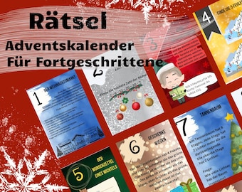 Utskrivbar pusseladventskalender för tonåringar och vuxna (avancerad) / PDF-nedladdning som digital adventskalender