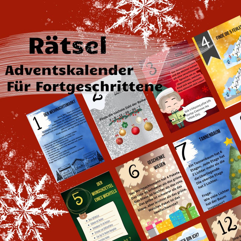 Adventskalender rätsel für erwachsene zum download - Etsy.de