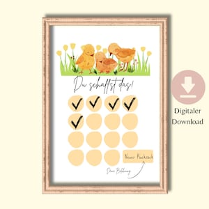 Belohnungsplan Kinder pdf / Belohnungstafel für Kinder zum ausdrucken  / Verstärkerplan / Lernmotivation / Belohnungskarten Küken Bauernhof