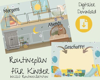 Morning routine and evening routine for children / Daily plan for children to print out / Children's routine plan for more daily structure