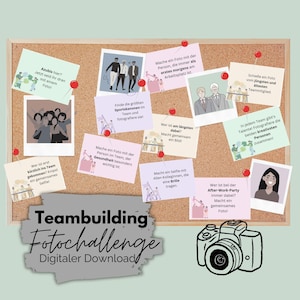 Teambuilding spiele / Fotochallenge als Spiel für die Weihnachtsfeier oder ein Teamevent / 40 Aktionskarten zum drucken