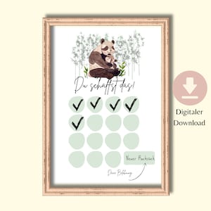 Belohnungsplan Kinder pdf / Belohnungstafel für Kinder zum ausdrucken  / Verstärkerplan / Lernmotivation / Belohnungskarten Panda
