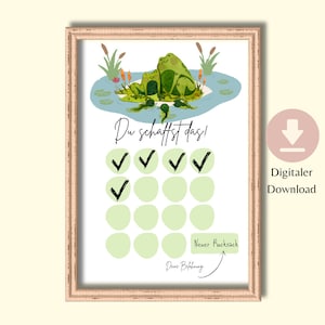 Plan de recompensas para niños pdf / Tabla de recompensas para que los niños impriman / Plan de refuerzo / Motivación de aprendizaje / Tarjetas de recompensa del estanque de ranas