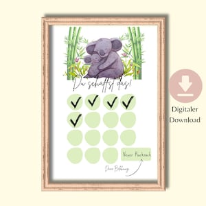 Belohnungsplan Kinder pdf / Belohnungstafel für Kinder zum ausdrucken  / Verstärkerplan / Lernmotivation / Belohnungskarten Koala