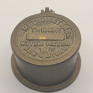 Brass Metrometer Co. Trident Water Meter Trinket Box NY. Lid Made Into ...