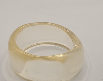 Vintage MCM Chunky Wide Clear Gradient Lucite Modernist Bangle Bracelet