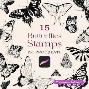 Butterflies Procreate Brushset - Large Size 4000px - Commercial Use - Sandreen