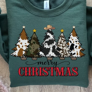 Western Christmas shirt country Christmas shirt Merry Christmas sweat shirt Christmas tree shirt Christmas tree print cowboy Christmas shirt