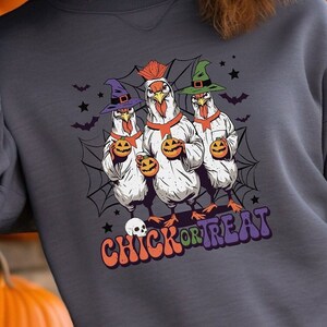 Halloween sweatshirt crazy chicken halloween shirt bats pumkins chickens sweatshirt group shirt gift for him gift for her halloween gift