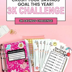 3k Savings Challenge Binder: Laminated Trackers & Cash Envelopes - Etsy