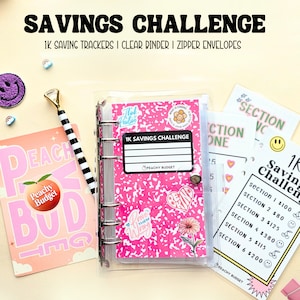 1k Savings Challenge Binder: A6 Budget Binder with Cash Envelopes
