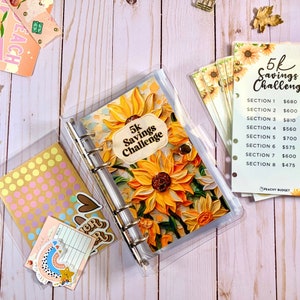 5k Savings Challenge Binder: Bee Theme, Laminated Trackers