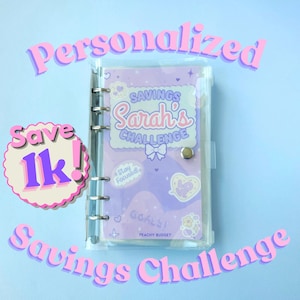 Personalized 1K Savings Challenge Binder: 1,000 Pastel Purple Challenge