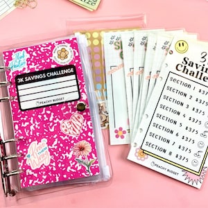 3k Savings Challenge Binder: Laminated Trackers & Cash Envelopes